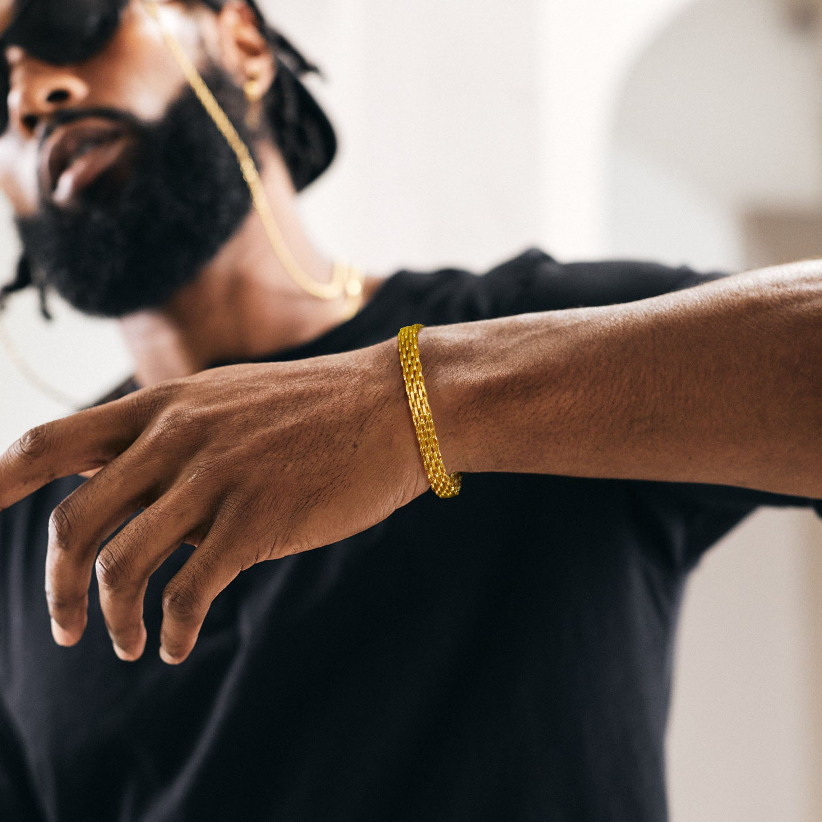 Stainless Mesh Band - Vnox Gold Color Mesh Link Chain