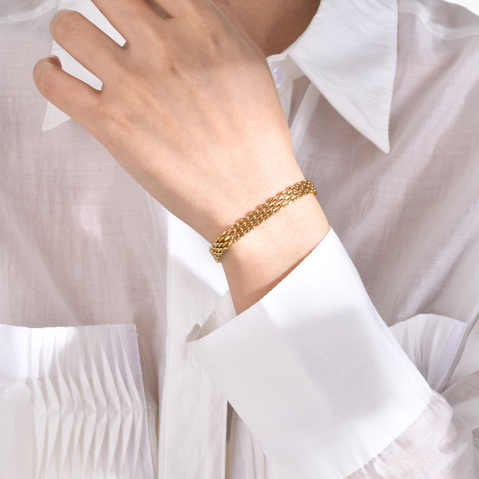 Vnox Gold Color Mesh Link Chai - đánh giá và giá Stainless Mesh Band